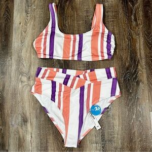 Cupshe Women's Two Piece High Waist Bikini and Bandeau swimsuit size 1X